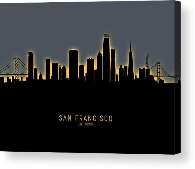 San Francisco Acrylic Print featuring the digital art San Francisco California Skyline #19 by Michael Tompsett