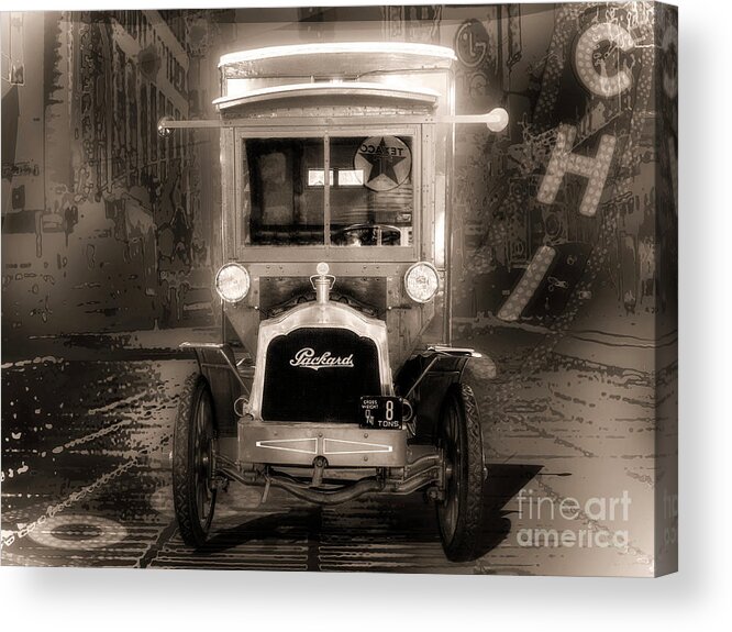 Vintage Packard Acrylic Print featuring the digital art 1915 Packard Model E 2.5 Ton - Monochormatic by Anthony Ellis