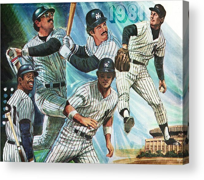 1981 Acrylic Print featuring the mixed media 1981 New York Yankees Stars by Row One Brand
