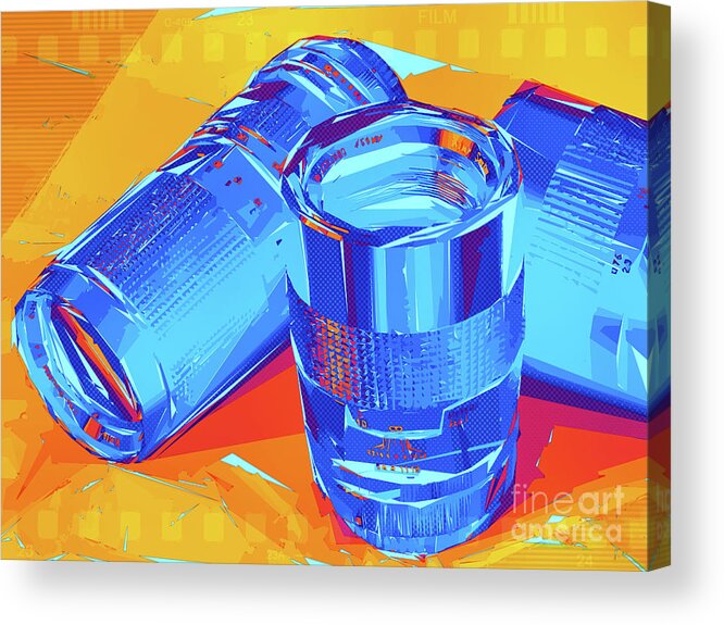 Old School Acrylic Print featuring the digital art Pop Art Camera Lenses #2 by Phil Perkins