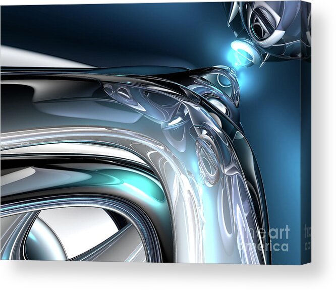 Abstract Acrylic Print featuring the digital art Reflections of Blue by Phil Perkins