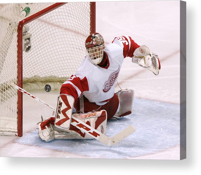 Toughness Acrylic Print featuring the photograph 2007 NHL Playoffs - Game Six - San Jose Sharks vs Detroit Red Wings by John Medina