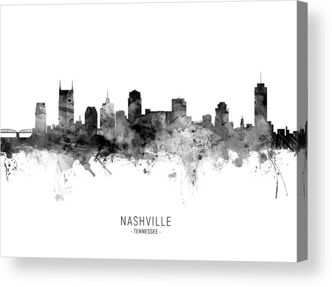 Nashville Acrylic Print featuring the digital art Nashville Tennessee Skyline #21 by Michael Tompsett