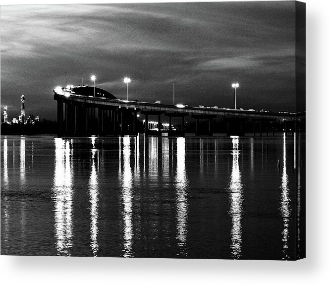Bridge Acrylic Print featuring the photograph 210 Bridge Black and White by Jerry Connally