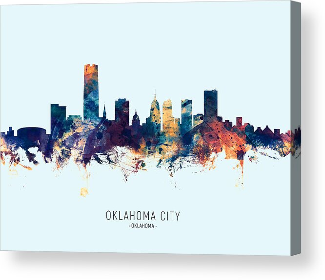 Oklahoma City Acrylic Print featuring the digital art Oklahoma City Skyline #23 by Michael Tompsett