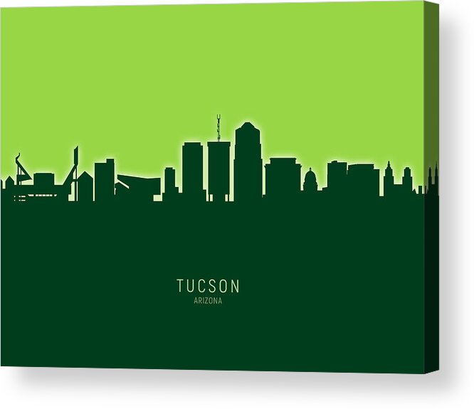 Tucson Acrylic Print featuring the digital art Tucson Arizona Skyline #23 by Michael Tompsett