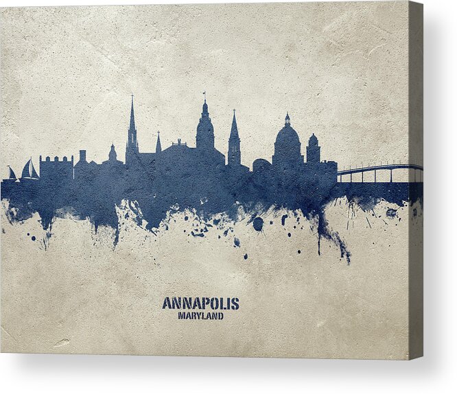 Annapolis Acrylic Print featuring the digital art Annapolis Maryland Skyline #27 by Michael Tompsett