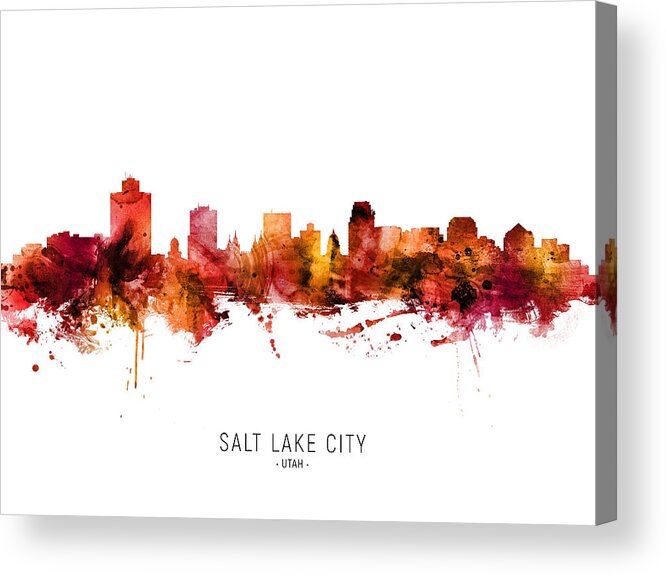 Salt Lake City Acrylic Print featuring the digital art Salt Lake City Utah Skyline #28 by Michael Tompsett