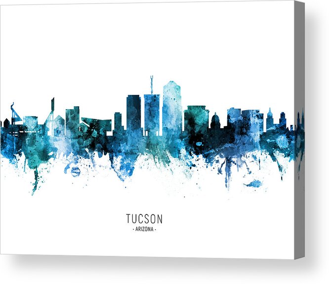 Tucson Acrylic Print featuring the digital art Tucson Arizona Skyline #32 by Michael Tompsett