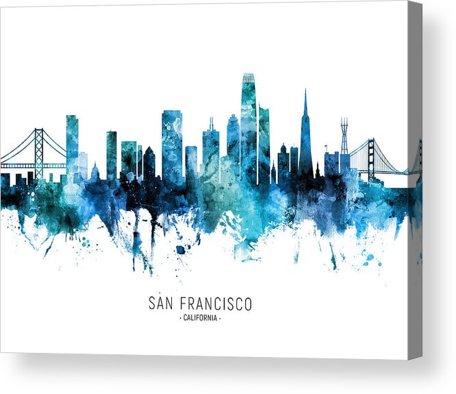 San Francisco Acrylic Print featuring the digital art San Francisco California Skyline #40 by Michael Tompsett