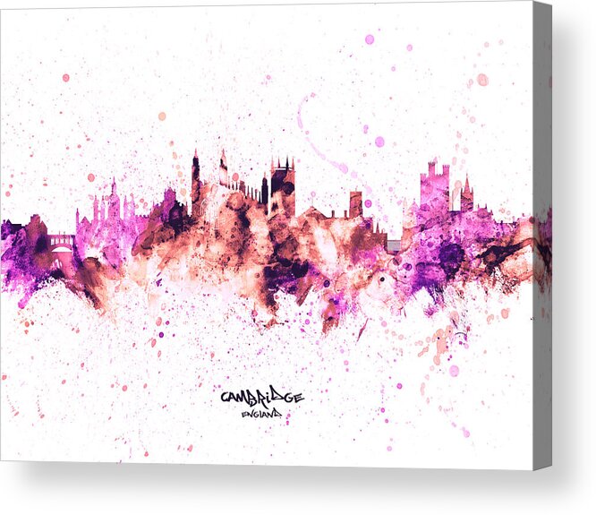 Cambridge Acrylic Print featuring the digital art Cambridge England Skyline #44 by Michael Tompsett