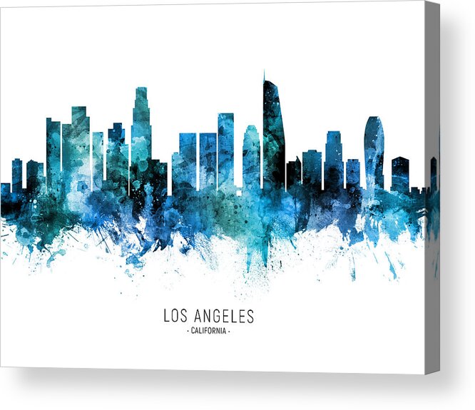 Los Angeles Acrylic Print featuring the digital art Los Angeles California Skyline #56 by Michael Tompsett