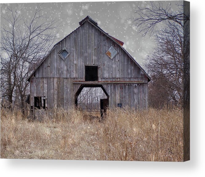 Fine Art Acrylic Print featuring the photograph A Barn In Winter by Robert Harris