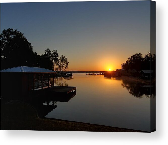 Sunrise Acrylic Print featuring the photograph A Clear And Pretty Lake Sinclair Sunrise by Ed Williams
