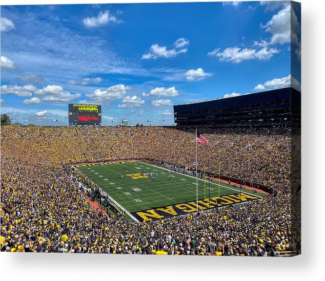 Michigan Stadium Acrylic Print featuring the photograph A Day at the Big House by Mountain Dreams