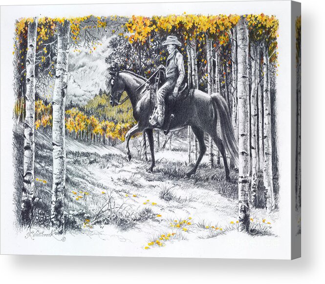 Aspen Acrylic Print featuring the drawing A Golden Opportunity by Jill Westbrook