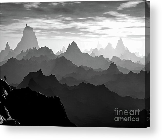 Travel Acrylic Print featuring the digital art A Long Hike by Phil Perkins