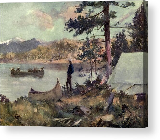 Canada Acrylic Print featuring the painting A Sportmans Camp by Canadian Pacific Railway