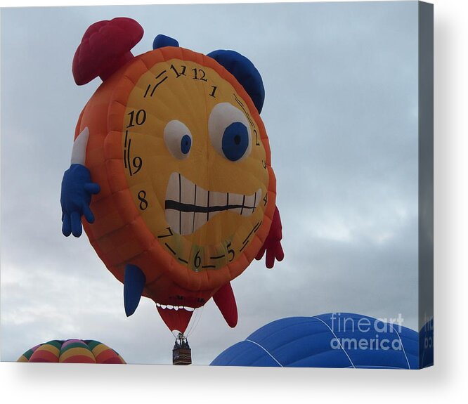  Acrylic Print featuring the photograph A Stop Watch at the Ablbuquerque International Balloon Fiesta by L Bosco