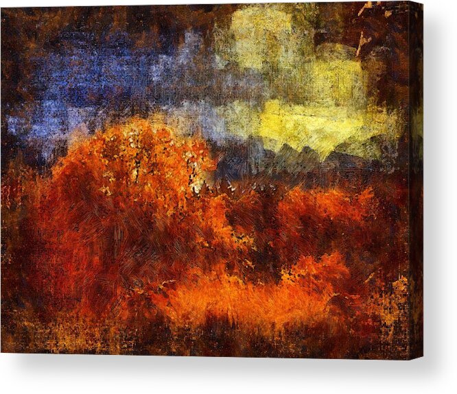 Abstract Acrylic Print featuring the mixed media Abstract Autumn by Christopher Reed