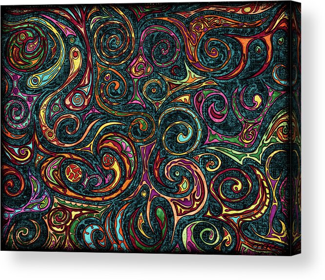 Boho Chic Acrylic Print featuring the painting Abstract ethnic painting, Colorful ethnic by Nadia CHEVREL