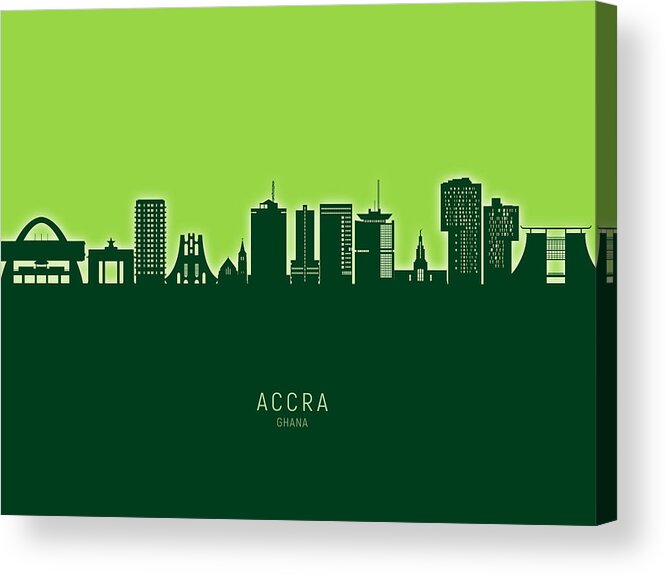Accra Acrylic Print featuring the digital art Accra Ghana Skyline #76 by Michael Tompsett