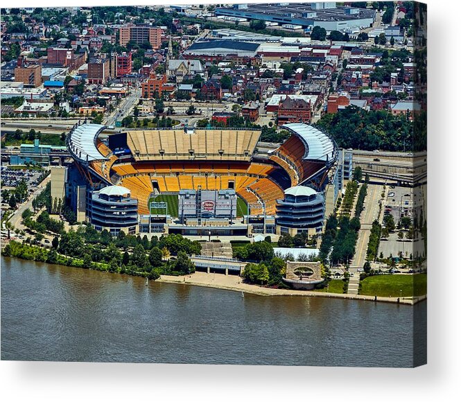 Heinz Field Acrylic Print featuring the photograph Aerial View of Heinz Field, Home of the Pittsburgh Steelers by Mountain Dreams