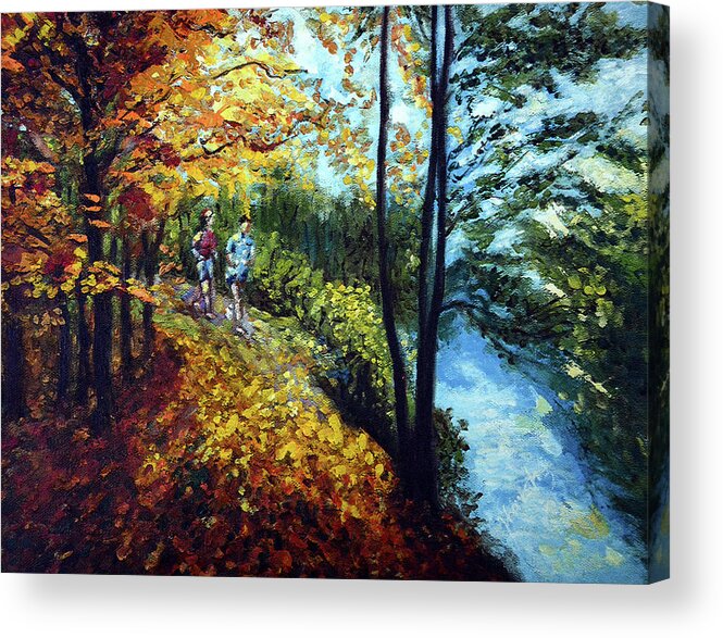 Lake Acrylic Print featuring the painting Alley by the Lake 1 by Harsh Malik