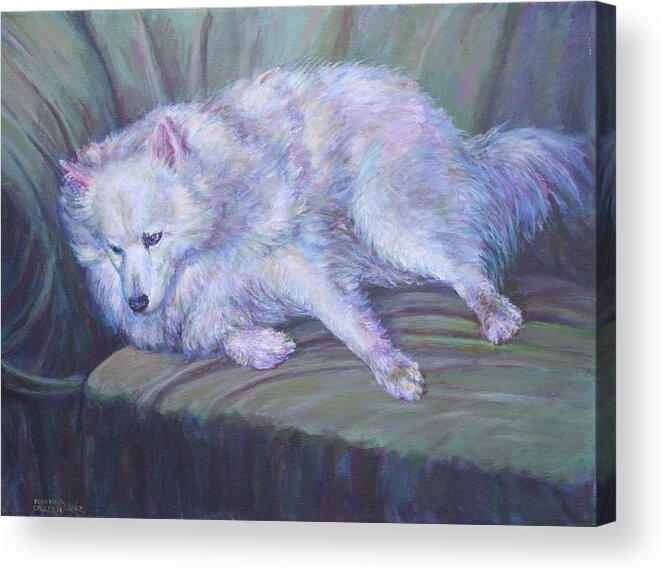 Pet Acrylic Print featuring the painting America Eskimo Dog by Veronica Cassell vaz