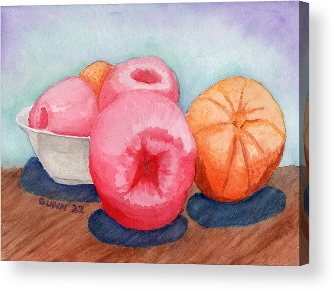 Still Life Acrylic Print featuring the painting Apples and Oranges by Katrina Gunn