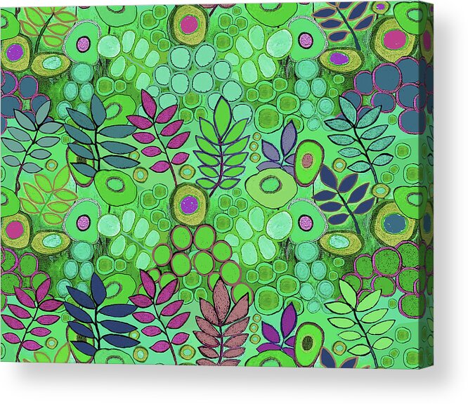 Flowers Acrylic Print featuring the digital art Arizona Flower Garden - Green by Vagabond Folk Art - Virginia Vivier