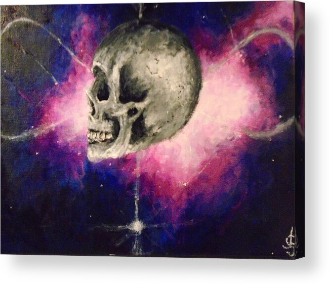 Skull Acrylic Print featuring the painting Astral Projections by Jen Shearer