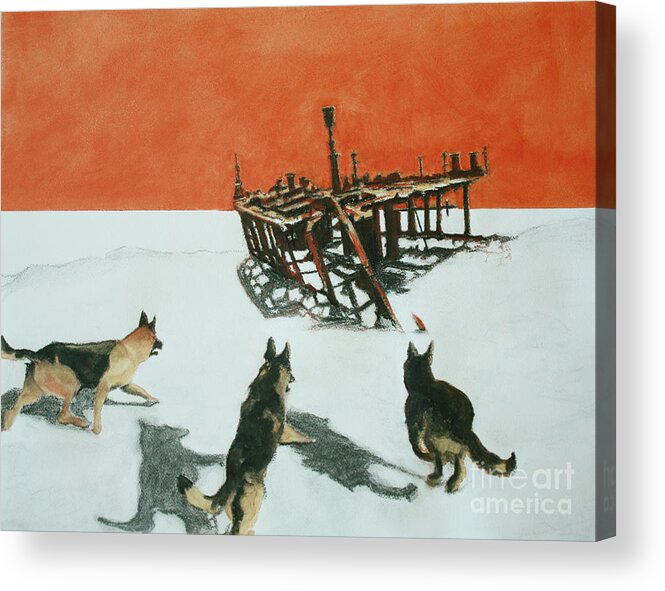 Atomic Acrylic Print featuring the mixed media Atomic Dog by PJ Kirk