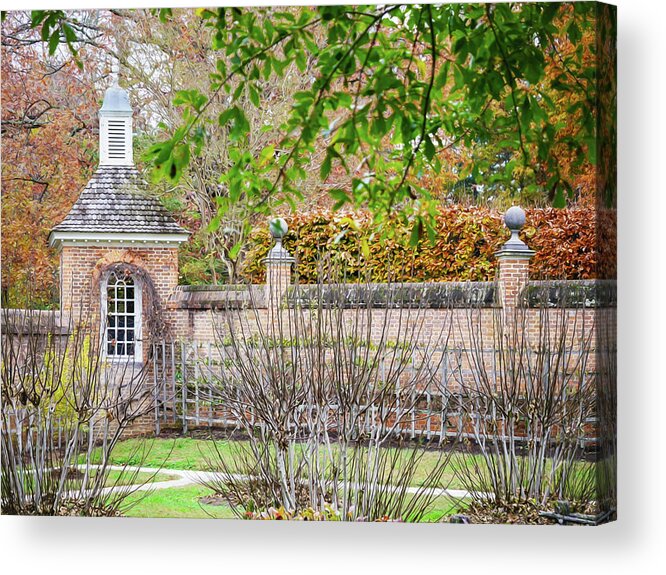 Colonial Williamsburg Acrylic Print featuring the photograph Autumn at the Vineyard - Oil Painting Style by Rachel Morrison