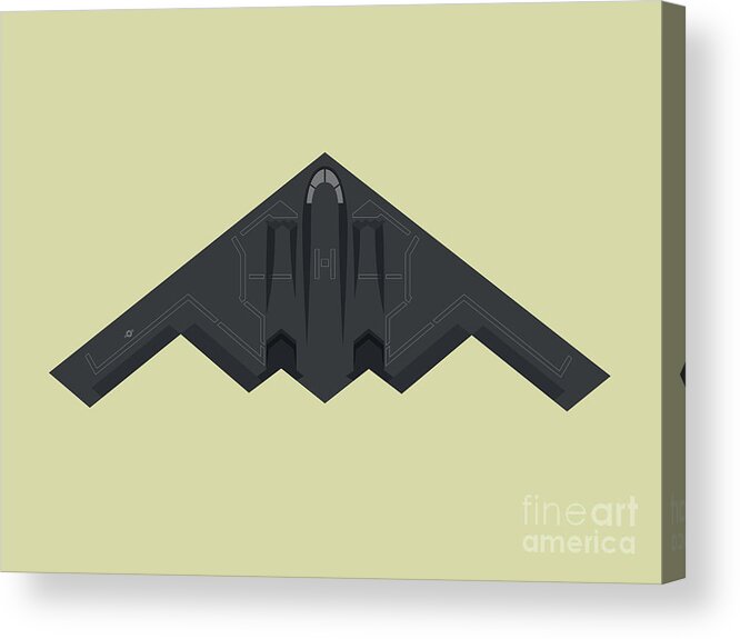 Aviation Acrylic Print featuring the digital art B2 Stealth Bomber Jet Aircraft - Eggshell by Organic Synthesis