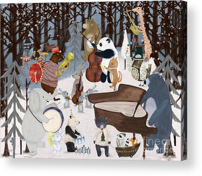 Nursery Art Acrylic Print featuring the painting Band Camp by Bri Buckley