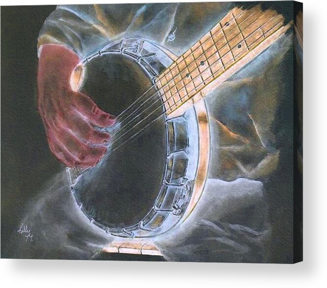 Banjo Acrylic Print featuring the digital art Banjo Player from the Past by Ronald Mills