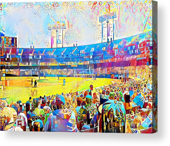 Wingsdomain Acrylic Print featuring the photograph Baseball The All American Pastime in Contemporary Vibrant Color Motif 20200428 by Wingsdomain Art and Photography