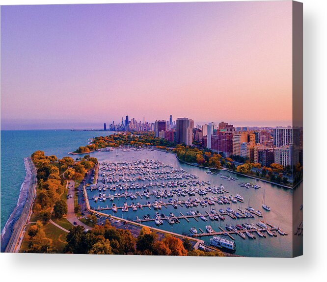 Chicago Acrylic Print featuring the photograph Belmont Harbor - Fall by Bobby K
