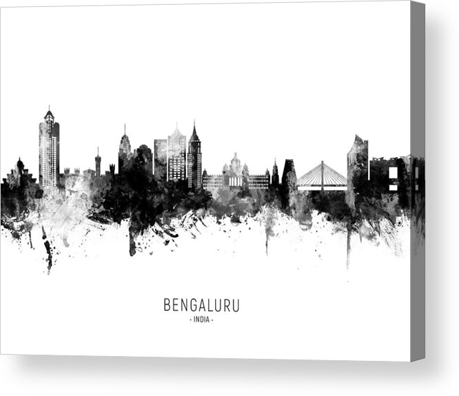 Bangalore Acrylic Print featuring the digital art Bengaluru Skyline India Bangalore #89 by Michael Tompsett