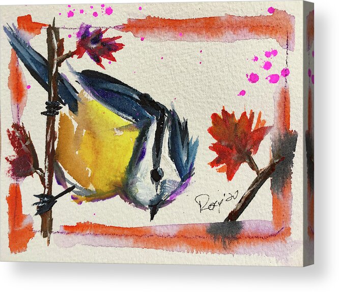 Blue Tit Acrylic Print featuring the painting Blue Tit by Roxy Rich