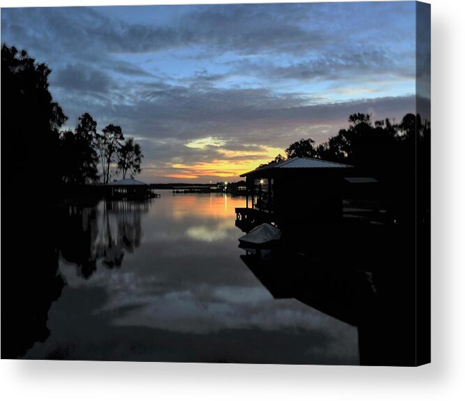 Lake Acrylic Print featuring the photograph Boathouse Over Glass by Ed Williams