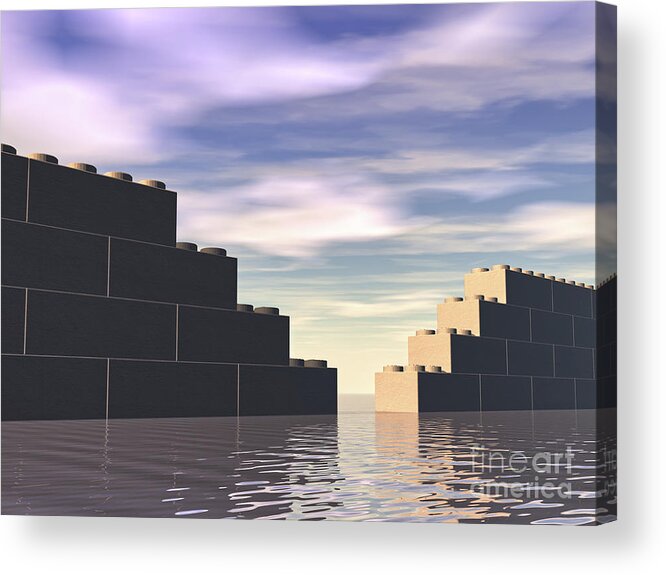 Landscape Acrylic Print featuring the digital art Brick Wall by Phil Perkins