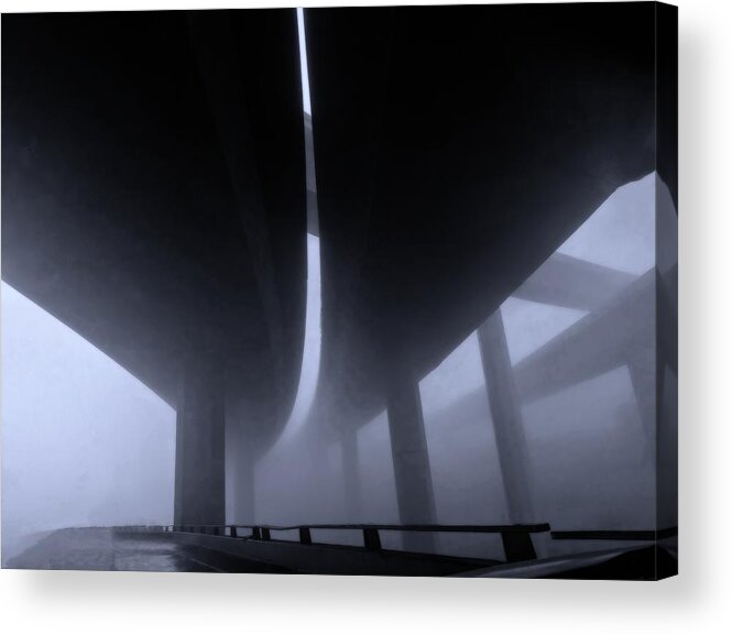 Bridges Acrylic Print featuring the photograph Bridges in Fog by Dave Zumsteg