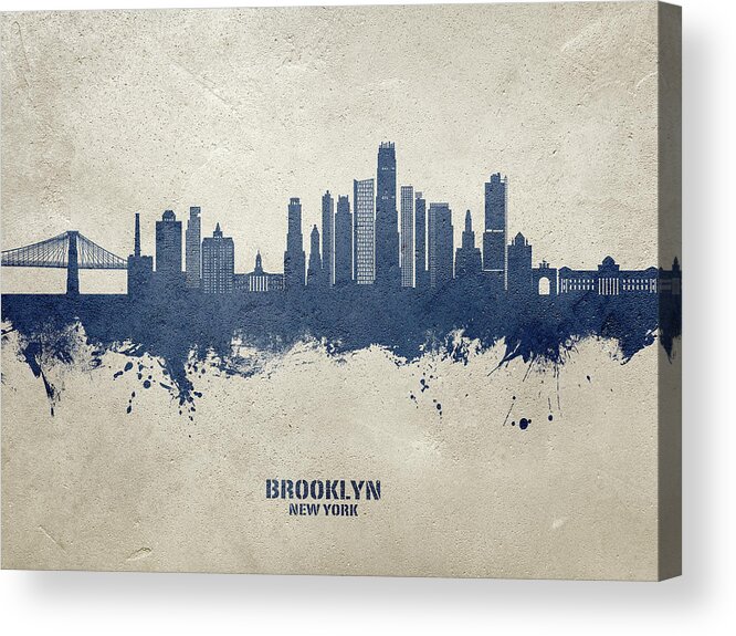 Brooklyn Acrylic Print featuring the digital art Brooklyn New York Skyline #63 by Michael Tompsett