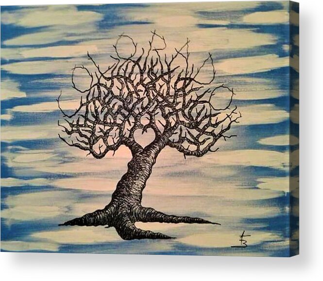 California Acrylic Print featuring the drawing Colorado- Blue Sky- Love Tree by Aaron Bombalicki