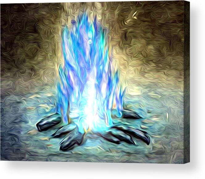 The Entranceway Acrylic Print featuring the digital art Campfire Blues by Ronald Mills