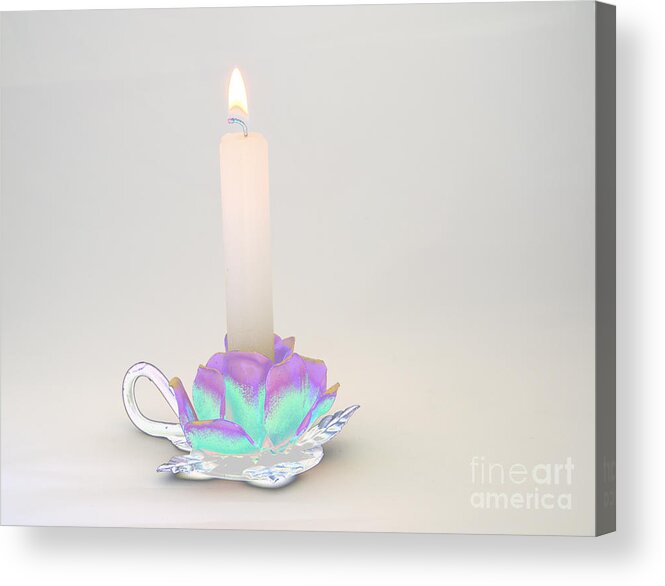 Candle Acrylic Print featuring the photograph Candle in Holder by Kae Cheatham