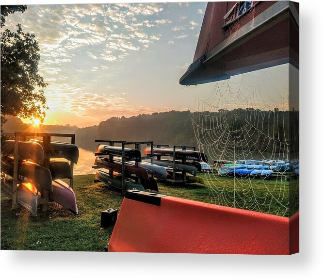  Acrylic Print featuring the photograph Canoes and Spiders at Dawn by Brad Nellis