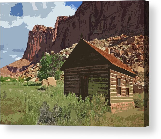 Capitol Acrylic Print featuring the photograph Capitol Reef Fruita Schoolhouse Cutout Series by JustJeffAz Photography
